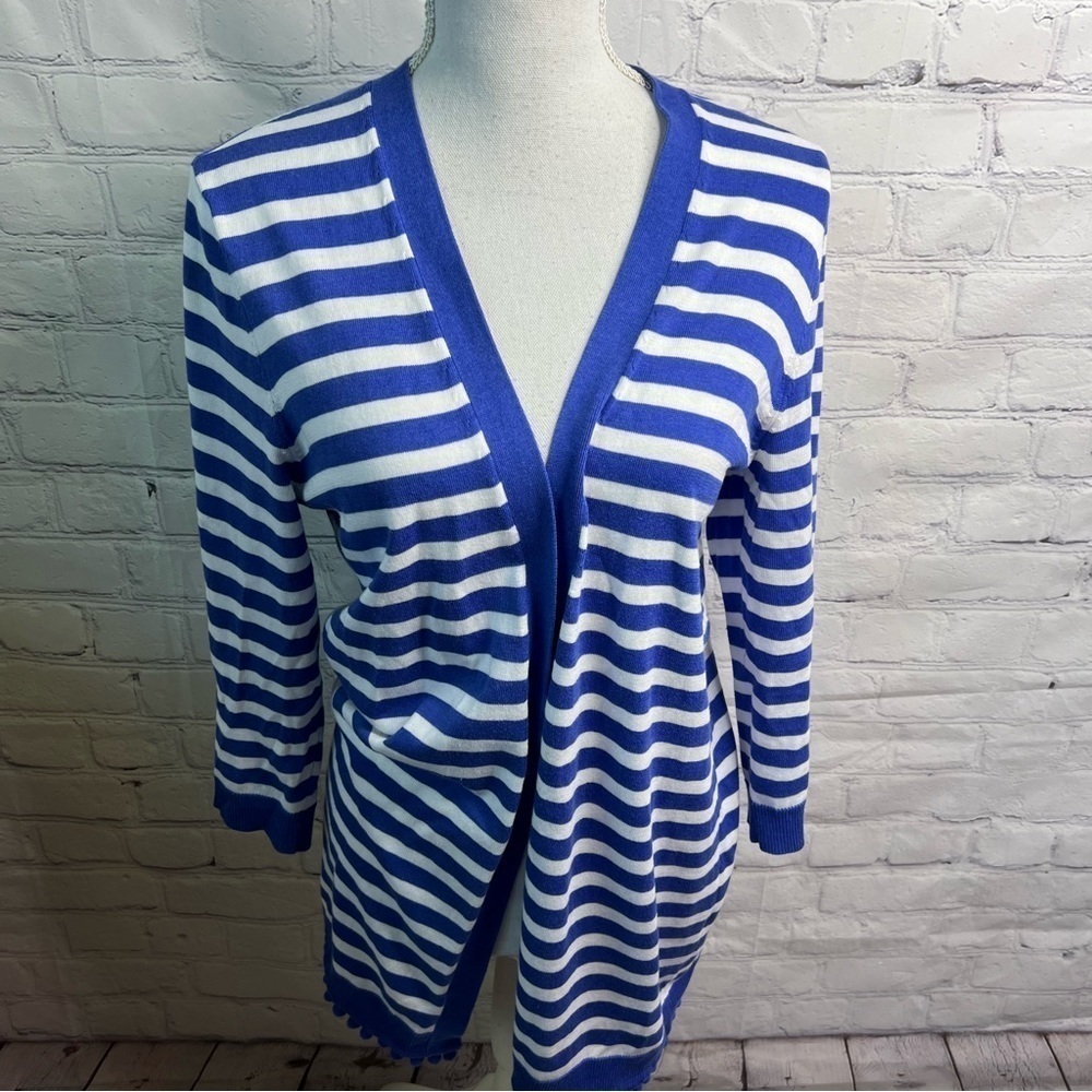 TALBOTS Striped Natalie Cardigan Medium